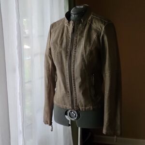 Women's Dark Tan Vegan Leather Jacket Size Medium